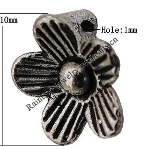 Bead Zinc Alloy Jewelry Findings Lead-free, Flower 10x10mm, Hole:1mm Sold by Bag