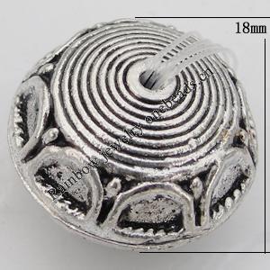 Bead Zinc Alloy Jewelry Findings Lead-free, Flat Round 18x13mm, Hole:1mm Sold by Bag