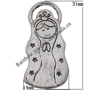 Pendant Zinc Alloy Jewelry Findings Lead-free, 31x14mm Sold by Bag