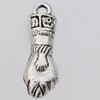 Pendant Zinc Alloy Jewelry Findings Lead-free, Hand Arm 22x8mm Hole:2mm Sold by Bag