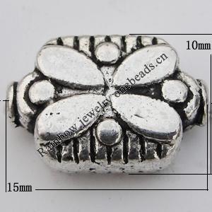 Bead Zinc Alloy Jewelry Findings Lead-free, 15x10mm, Hole:1mm Sold by Bag