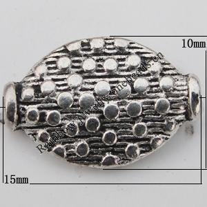 Bead Zinc Alloy Jewelry Findings Lead-free, 15x10mm, Hole:1mm Sold by Bag