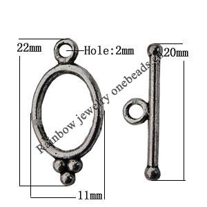 Clasp, Zinc Alloy Jewelry Findings Lead-free, 22x11mm,20x2mm Hole=1mm, Sold by KG