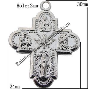 Pendant Zinc Alloy Jewelry Findings Lead-free, 30x24mm Hole:2mm Sold by Bag