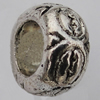 European Style Beads Zinc Alloy Jewelry Findings Lead-free, Flat Round 7x4mm, Hole:4mm Sold by Bag