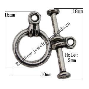 Clasp, Zinc Alloy Jewelry Findings Lead-free, 10x15mm,18x3mm Hole=2mm, Sold by KG