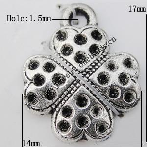 Pendant Zinc Alloy Jewelry Findings Lead-free, 17x14mm Hole:1.5mm Sold by Bag