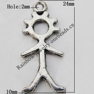 Pendant Zinc Alloy Jewelry Findings Lead-free, 24x10mm Hole:2mm Sold by Bag