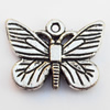 Pendant, Lead-free Zinc Alloy Jewelry Findings, Butterfly 22x16mm Hole:1.5mm, Sold by Bag