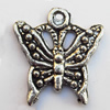 Pendant, Lead-free Zinc Alloy Jewelry Findings, Butterfly 16x17mm Hole:2mm, Sold by Bag