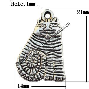 Pendant, Lead-free Zinc Alloy Jewelry Findings, 14x21mm Hole:1mm, Sold by Bag