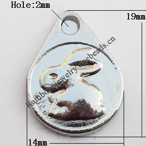 Pendant, Lead-free Zinc Alloy Jewelry Findings, 14x19mm Hole:2mm, Sold by Bag