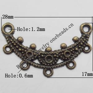 Connector, Lead-free Zinc Alloy Jewelry Findings, 28x17mm Hole=1.2mm,0.6mm, Sold by Bag