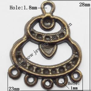 Connector, Lead-free Zinc Alloy Jewelry Findings, 23x28mm Hole=1.8mm,1mm, Sold by Bag