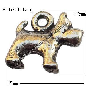 Pendant, Lead-free Zinc Alloy Jewelry Findings, Dog 15x13mm Hole:1.5mm, Sold by Bag