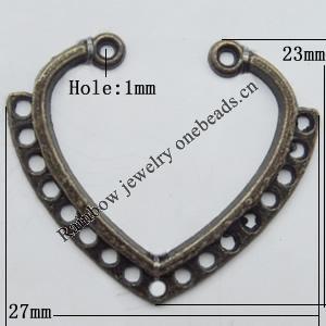 Connector, Lead-free Zinc Alloy Jewelry Findings, 27x23mm Hole=1mm, Sold by Bag