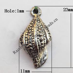 Pendant, Lead-free Zinc Alloy Jewelry Findings, 11x23mm Hole:1mm, Sold by Bag