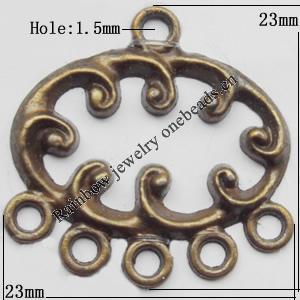 Connector, Lead-free Zinc Alloy Jewelry Findings, 23x23mm Hole=1.5mm, Sold by Bag