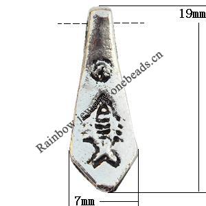 Pendant, Lead-free Zinc Alloy Jewelry Findings, 7x19mm Hole:1mm, Sold by Bag
