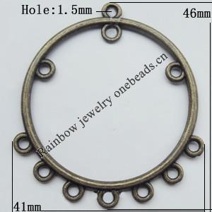 Connector, Lead-free Zinc Alloy Jewelry Findings, 41x46mm Hole=1.5mm, Sold by Bag