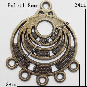 Connector, Lead-free Zinc Alloy Jewelry Findings, 28x34mm Hole=1.8mm, Sold by Bag