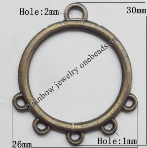 Connector, Lead-free Zinc Alloy Jewelry Findings, 26x30mm Hole=2mm,1mm, Sold by Bag