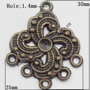 Connector, Lead-free Zinc Alloy Jewelry Findings, 25x30mm Hole=1.4mm, Sold by Bag