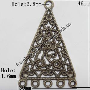Connector, Lead-free Zinc Alloy Jewelry Findings, 30x46mm Hole=2.8mm,1.6mm, Sold by Bag