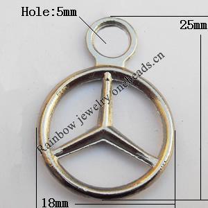 Pendant, Lead-free Zinc Alloy Jewelry Findings, Wheel 18x25mm Hole:5mm, Sold by Bag