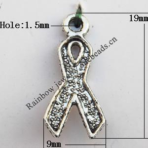 Pendant, Lead-free Zinc Alloy Jewelry Findings, 19x9mm Hole:1.5mm, Sold by Bag