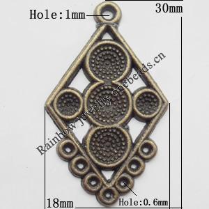 Connector, Lead-free Zinc Alloy Jewelry Findings, 18x30mm Hole=1mm,0.6mm, Sold by Bag