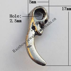 Pendant, Lead-free Zinc Alloy Jewelry Findings, Ivory 17x5mm Hole:2.5mm, Sold by Bag