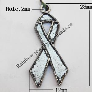 Pendant, Lead-free Zinc Alloy Jewelry Findings, 28x12mm Hole:2mm, Sold by Bag