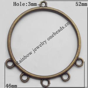 Connector, Lead-free Zinc Alloy Jewelry Findings, 46x52mm Hole=3mm, Sold by Bag