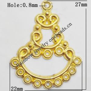 Connector, Lead-free Zinc Alloy Jewelry Findings, 22x27mm Hole=0.8mm, Sold by Bag