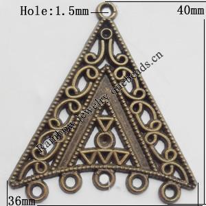 Connector, Lead-free Zinc Alloy Jewelry Findings, 36x40mm Hole=1.5mm, Sold by Bag