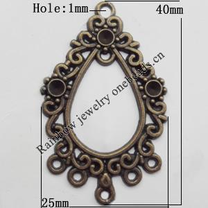 Connector, Lead-free Zinc Alloy Jewelry Findings, 25x40mm Hole=1mm, Sold by Bag