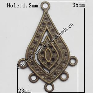 Connector, Lead-free Zinc Alloy Jewelry Findings, 23x35mm Hole=1.2mm, Sold by Bag