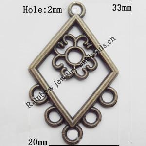 Connector, Lead-free Zinc Alloy Jewelry Findings, 20x33mm Hole=2mm, Sold by Bag
