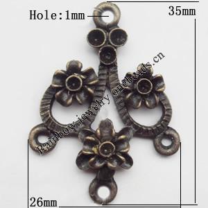 Connector, Lead-free Zinc Alloy Jewelry Findings, 26x35mm Hole=1mm, Sold by Bag