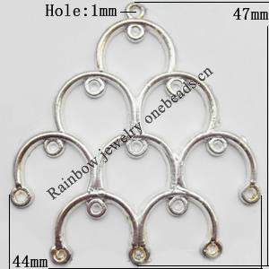 Connector, Lead-free Zinc Alloy Jewelry Findings, 44x47mm Hole=1mm, Sold by Bag