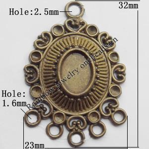 Connector, Lead-free Zinc Alloy Jewelry Findings, 23x32mm Hole=2.5mm,1.6mm, Sold by Bag
