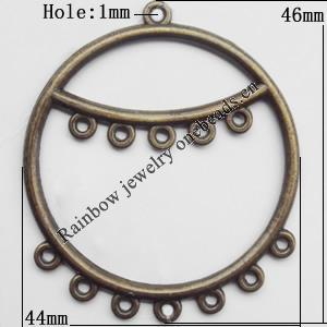 Connector, Lead-free Zinc Alloy Jewelry Findings, 44x46mm Hole=1mm, Sold by Bag
