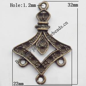 Connector, Lead-free Zinc Alloy Jewelry Findings, 22x32mm Hole=1.2mm, Sold by Bag