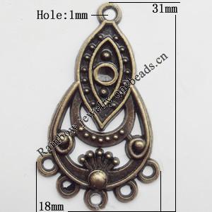 Connector, Lead-free Zinc Alloy Jewelry Findings, 31x18mm Hole=1mm, Sold by Bag