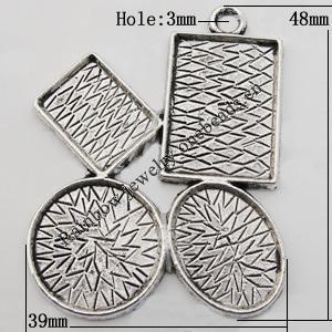 Pendant Zinc Alloy Jewelry Findings Lead-free, 48x49mm Hole:3mm Sold by Bag