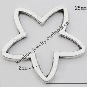 Connector Zinc Alloy Jewelry Findings Lead-free, Star 25x2mm Sold by Bag