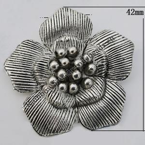 Pendant Zinc Alloy Jewelry Findings Lead-free, Flower 42x42mm Hole:4mm Sold by Bag