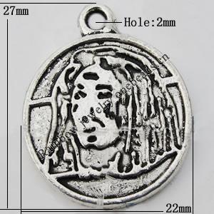 Pendant Zinc Alloy Jewelry Findings Lead-free, 27x22mm Hole:2mm Sold by Bag