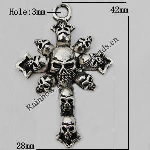 Pendant Zinc Alloy Jewelry Findings Lead-free, 42x28mm Hole:3mm Sold by Bag